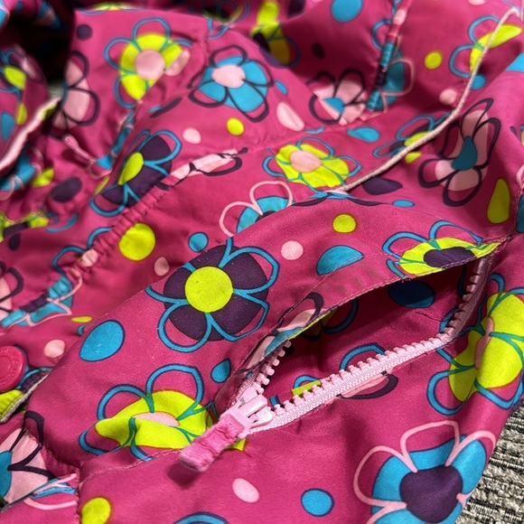 Size 5 Rain Coat Floral Polka Dot Hoodie Jacket Multicolor Pockets Full Zipper - Picture 11 of 13